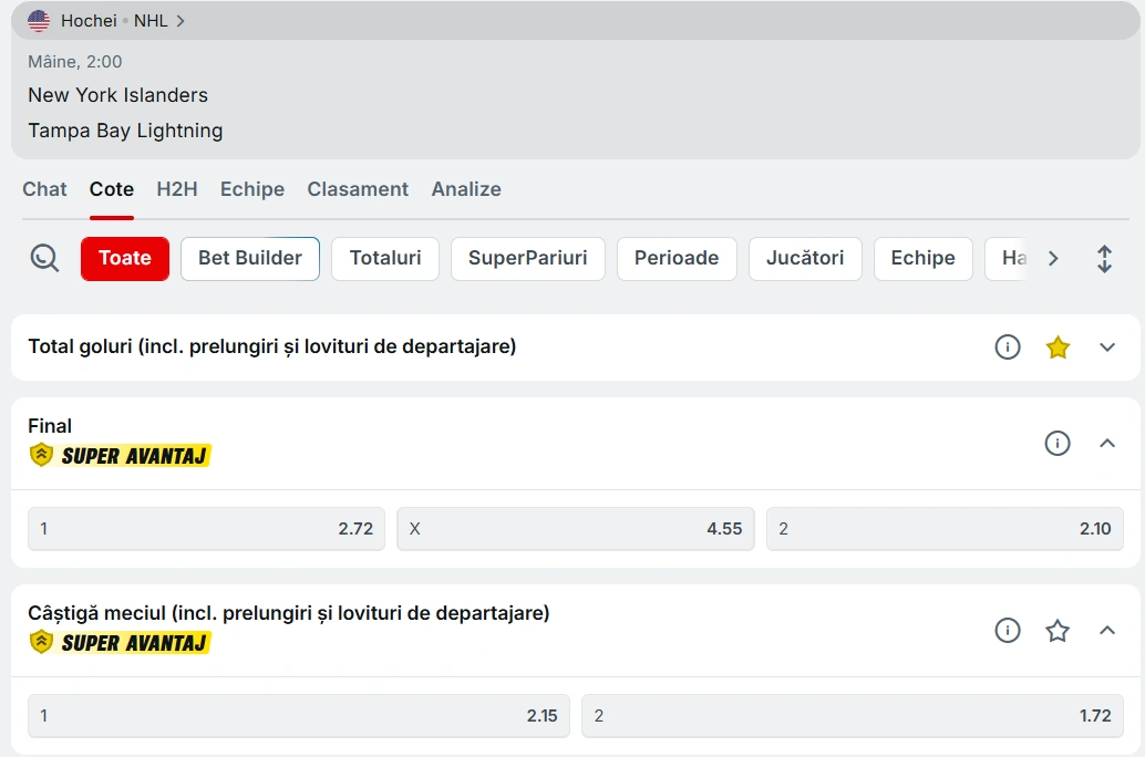 cote New York Islanders vs Tampa Bay Lightning - NHL