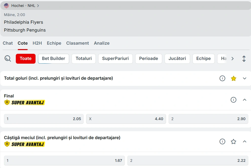 cote Philadelphia Flyers vs Pittsburgh Penguins - NHL