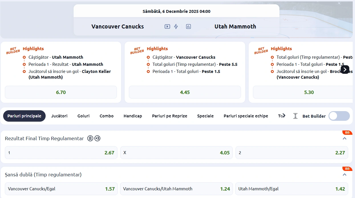 cote Vancouver Canucks vs Utah Mammoth - NHL