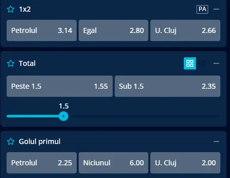 Cote pariuri Petrolul vs U Cluj oferite de Mr Bit