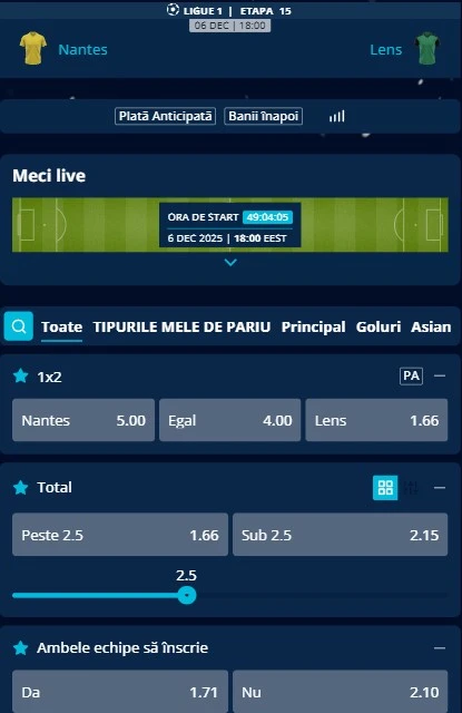 Cote pariuri FC Nantes vs Lens