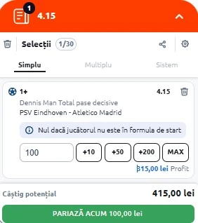 Pariuri speciale PSV - Atletico Madrid