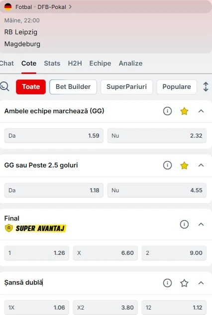 Cote pariuri RB Leipzig vs Magdeburg