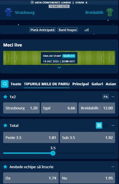 Cote pariuri Strasbourg - Breidablik