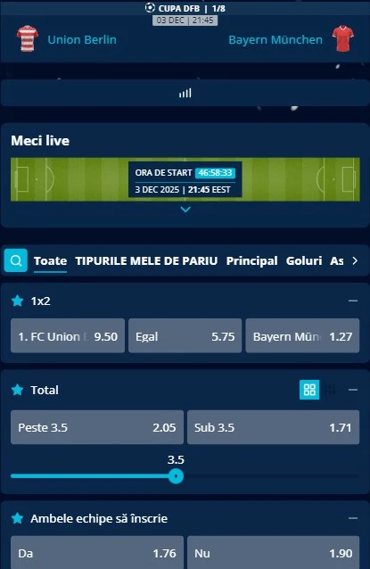 Cote pariuri Union Berlin vs Bayern