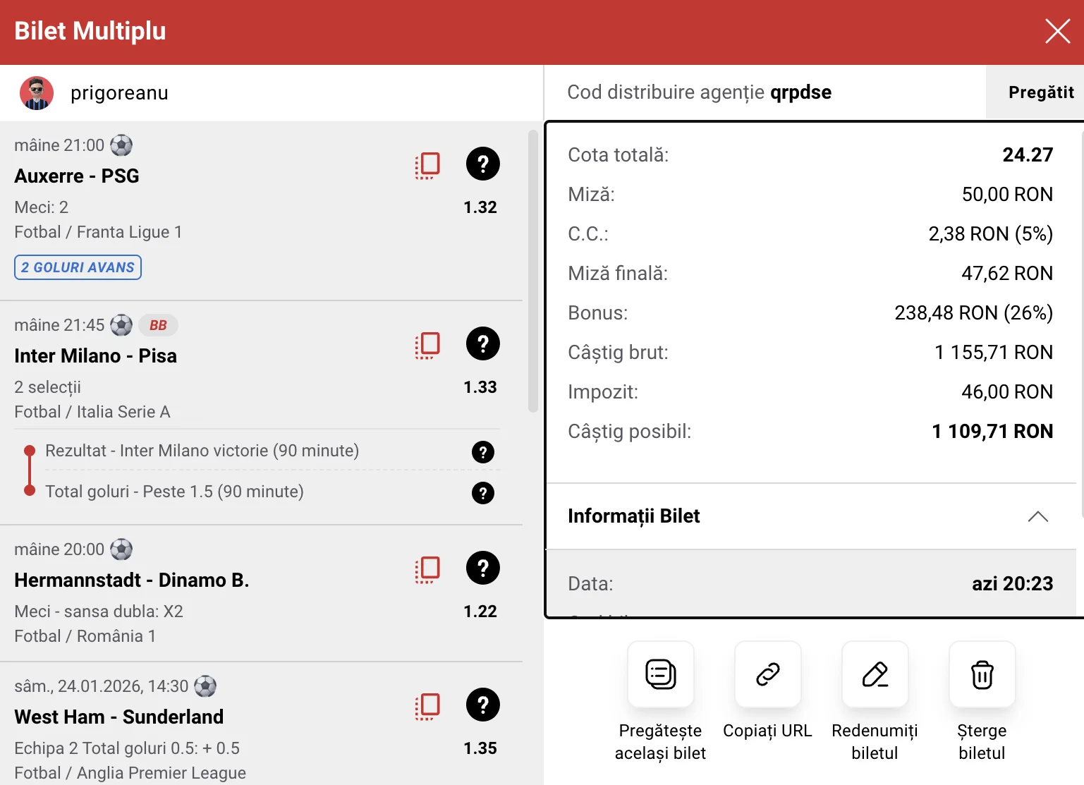 Bilet de weekend jucat la Casa Pariurilor, 23-25 ianuarie 2026