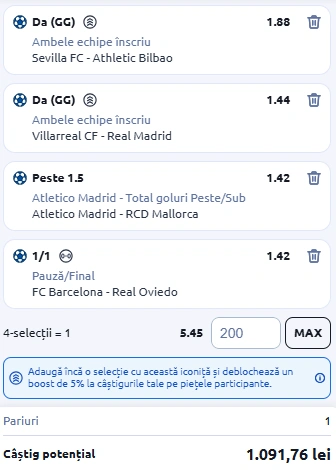 Biletul Etapei 21 din LaLiga