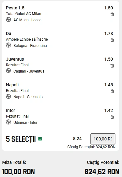 Biletul Etapei 21 din Serie A