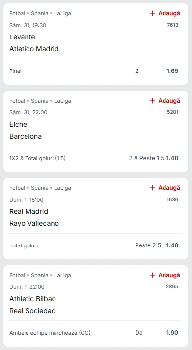 Biletul Etapei 22 din LaLiga
