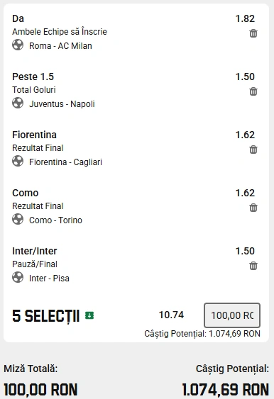 Biletul Etapei 22 din Serie A