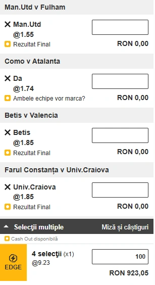 Biletul Zilei Betfair pe 1 februarie 2026