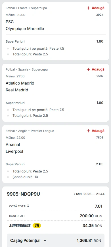 Biletul Zilei din Super Pariuri 08.01.2025