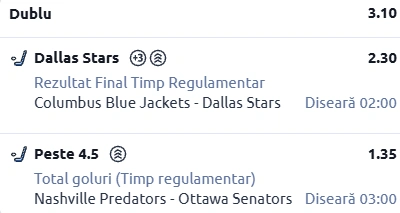 Biletul zilei Hochei 23 Ianuarie 2026