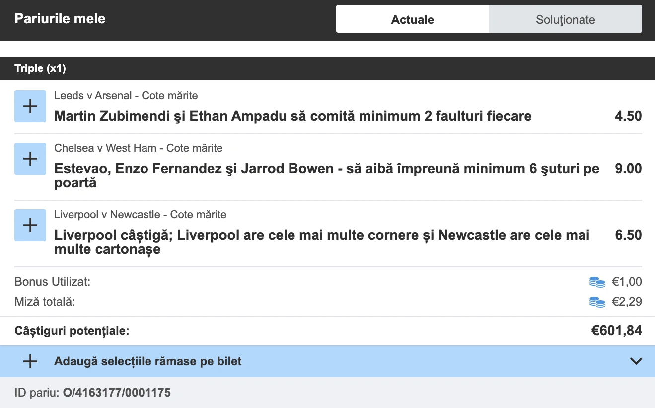 Biletul zilei din fotbal la Betfair. Cota 229 pe 3 pariuri speciale din Premier League, 31.01.2026