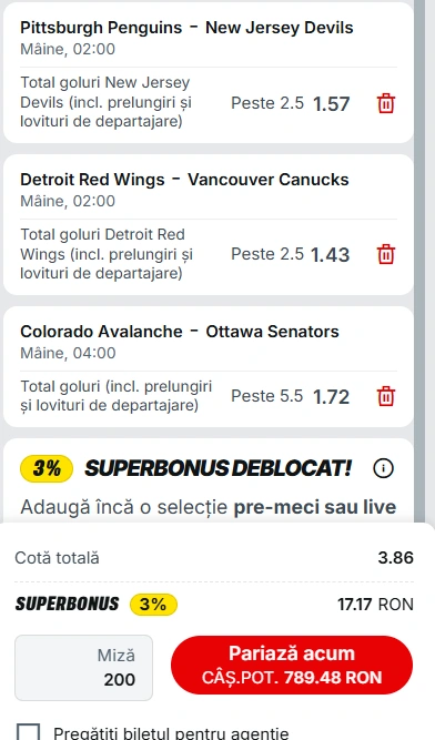 Biletul zilei din hochei NHL 8 ianuarie 2025