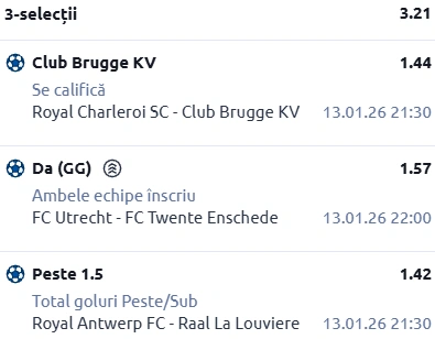 Biletul zilei fotbal 13 Ianuarie 2026 - Cota 3.21