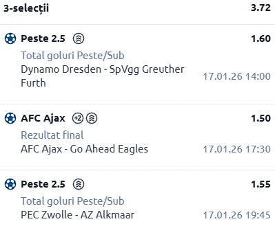 Biletul zilei fotbal 17 Ianuarie 2026