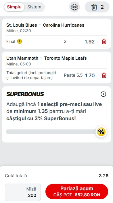 Biletul zilei hochei 14 Ianuarie 2026