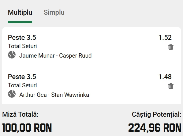 Cota 2 Australian Open 22 ianuarie 2026 la Unibet