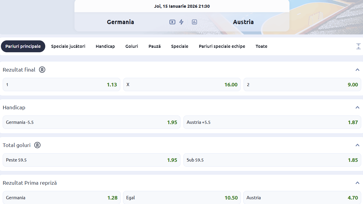 Cote Pariuri Germania vs Austria