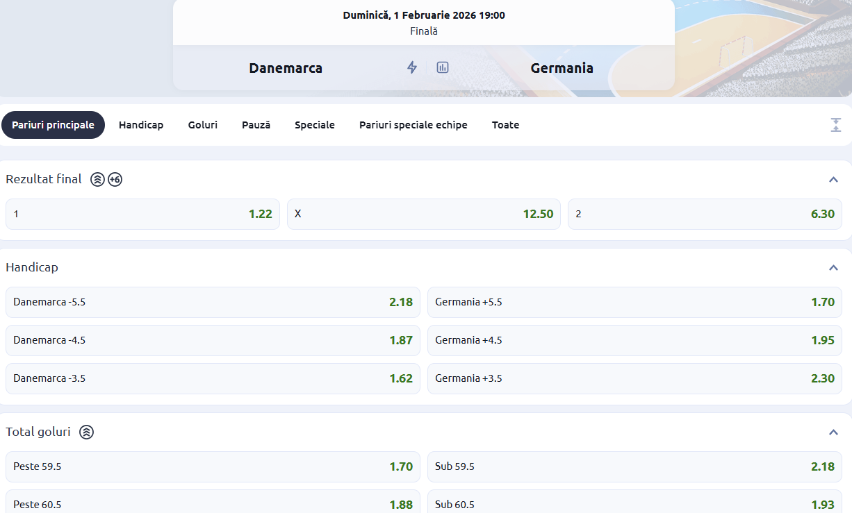 Cote pariuri Danemarca vs Germania