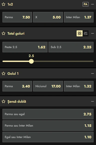 Cote pariuri Parma vs Inter Milan la Don