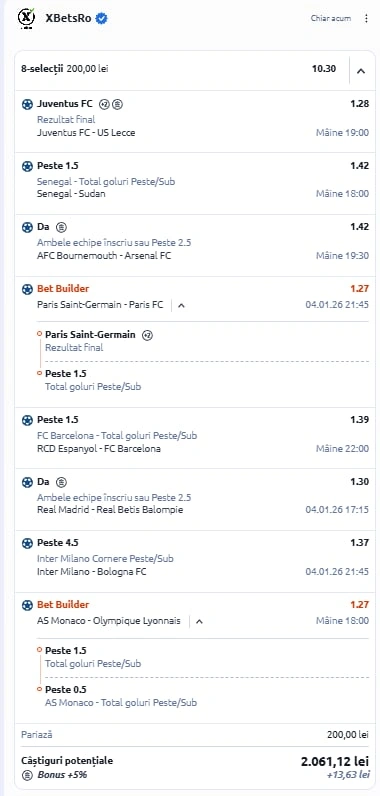 Bilet de weekend din fotbal 03.01.2026