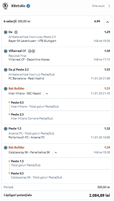 Bilet de weekend din fotbal 10.01.2026