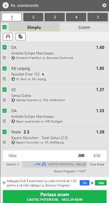 Biletul etapei a 16-a din Bundesliga 9 ianuarie 2026