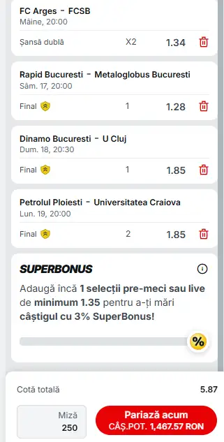 Biletul Etapei a 22-a din Superliga