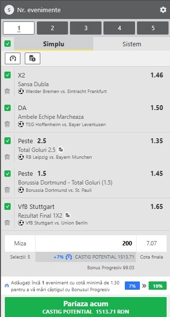 Biletul etapei cu numărul 18 din Bundesliga 16 ianuarie 2026