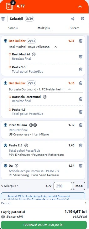 Biletul zilei azi din fotbal 1 februarie 2026