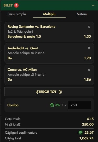 Biletul zilei azi din fotbal 15 ianuarie 2026