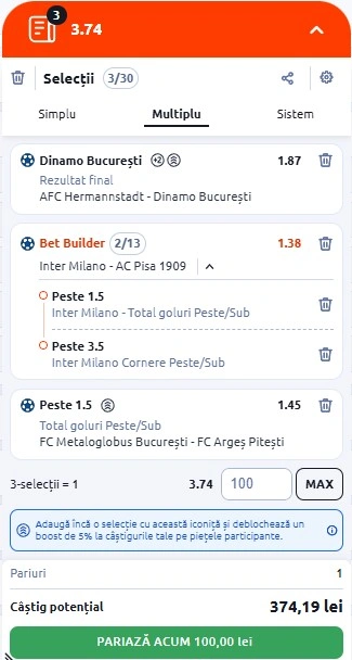 Biletul zilei azi din fotbal 23.01.2026