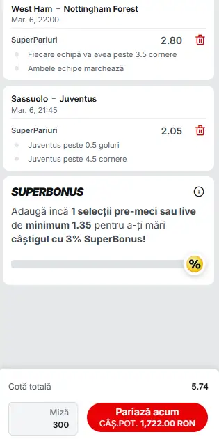 Biletul Zilei cu IA de cotă 6