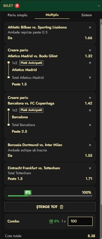 Biletul zilei din Champions League 28.01.2026