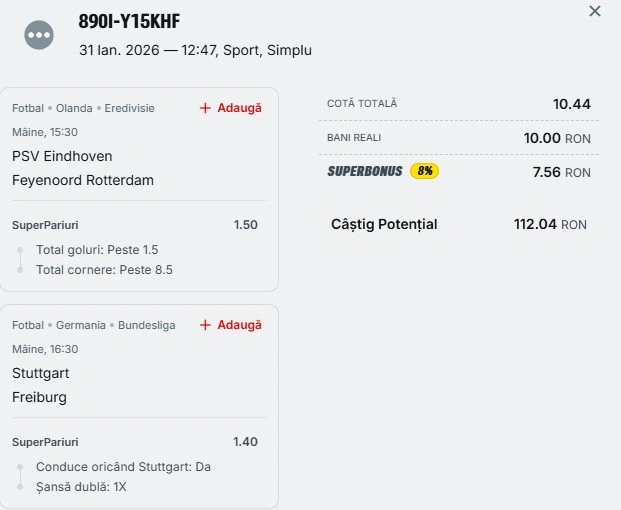 Biletul zilei din fotbal 01.02.2026