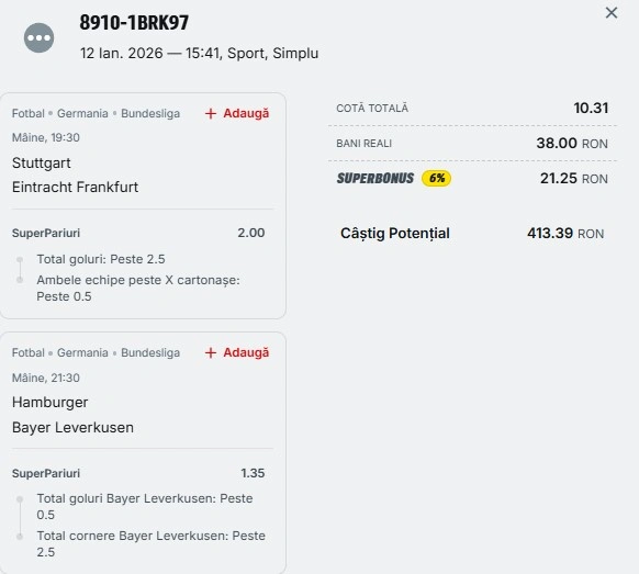 Biletul zilei din fotbal 13 ianuarie 2026