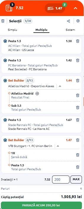 Biletul zilei din fotbal 18.01.2026