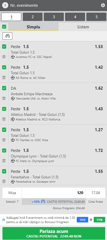 Biletul zilei din fotbal la Winbet 25.01.2026