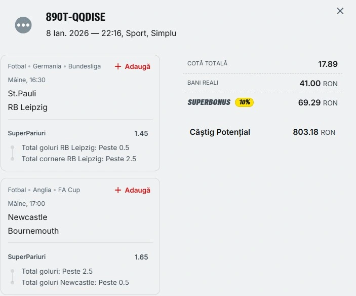 Biletul zilei din Superpariuri 10.01.2026