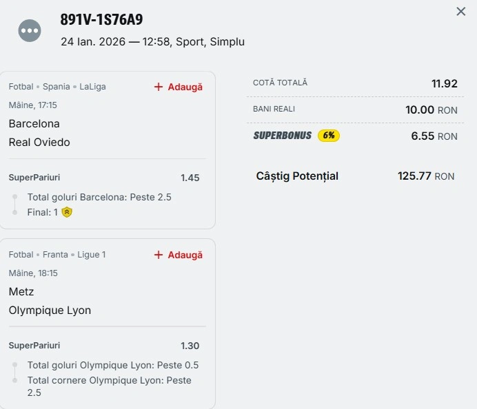 Biletul zilei din Superpariuri 25.01.2026