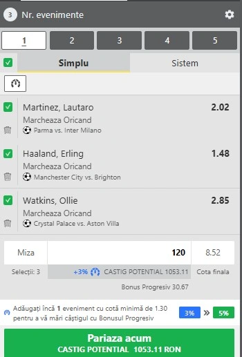 Biletul zilei pe marcatori 07.01.2026