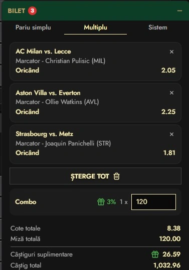 Biletul zilei pe marcatori 18 ianuarie 2026