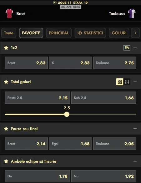 Cote pariuri Brest - Toulouse