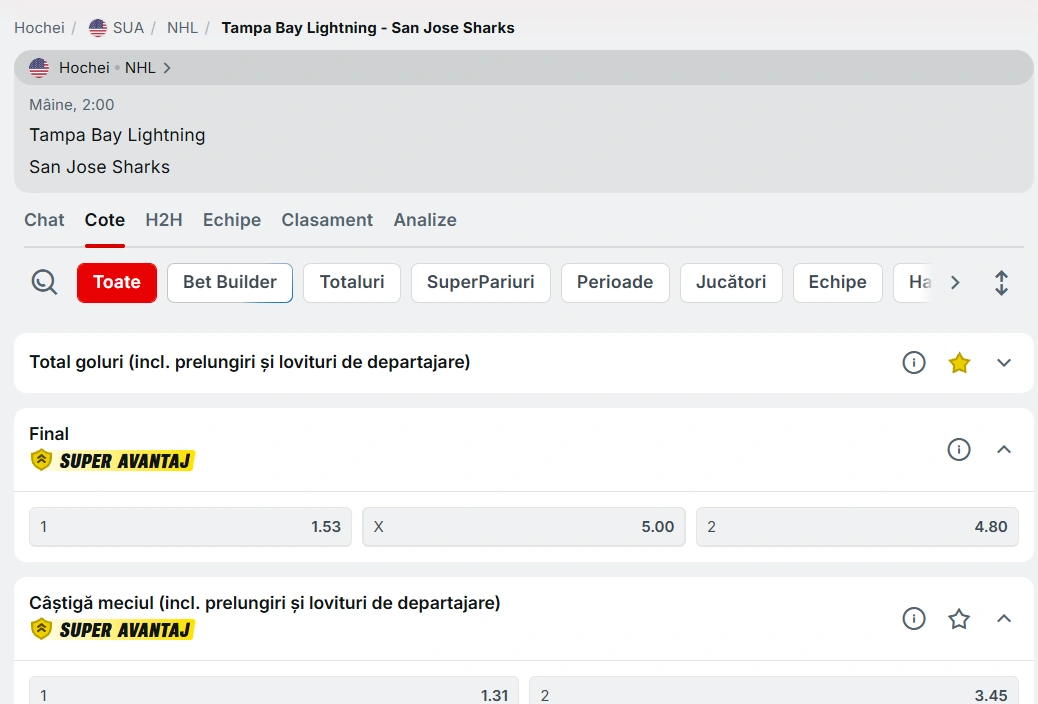 cote Tampa Bay Lightning vs San Jose Sharks - 21.01.2026
