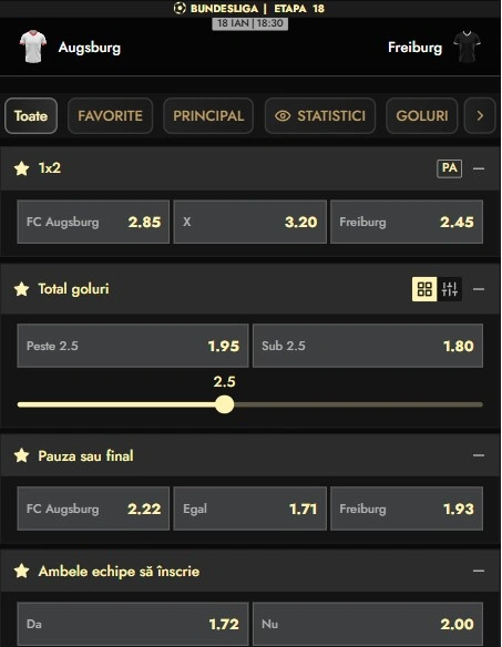 Cote pariuri FC Augsburg vs Freiburg