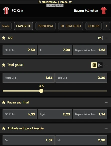 Cote pariuri FC Koln vs Bayern