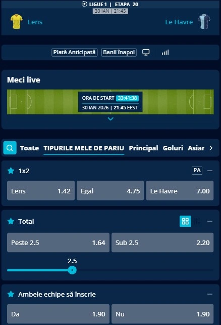 Cote pariuri Lens vs Le Havre