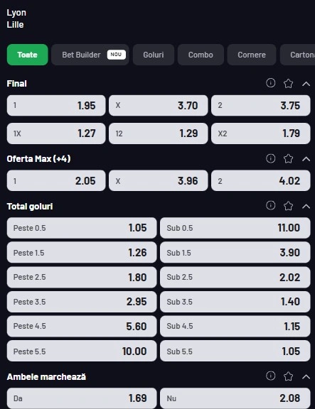 Cote pariuri Lyon vs Lille